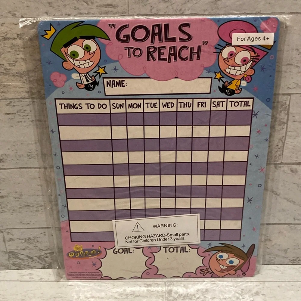 Vintage 2003 Fairly Odd Parents Magnetic Goal Chart with Marker